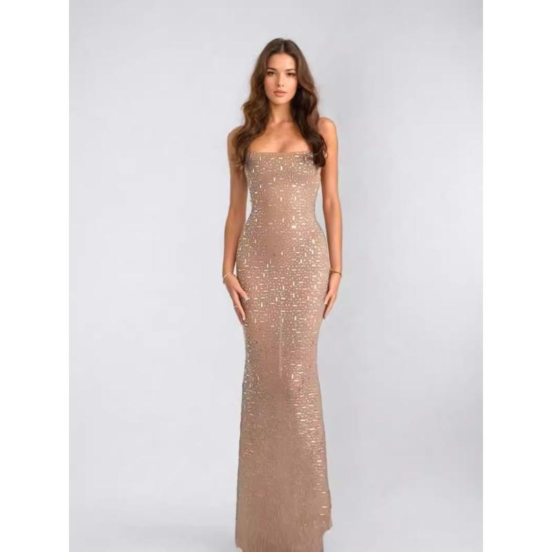 Explosive Women's Bright Diamond Sexy Suspender Mermaid Dress Dress