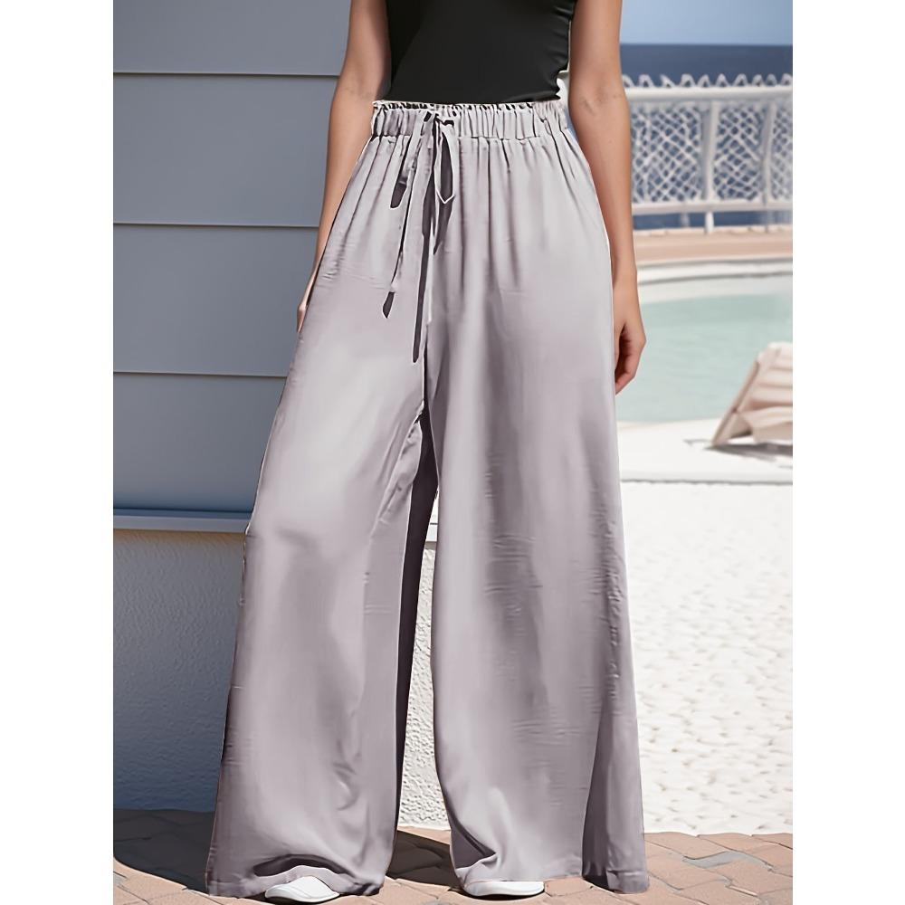 Pantaloni Casual alla Moda da Donna a Gamba Larga Larghi con Coulisse per Tutte le Stagioni