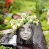 1 Piece of Bark Facial Flower Pot, Creative Imitation Tree Trunk Carved Facial Flower Pot, Home Decoration Statue Flower Pot