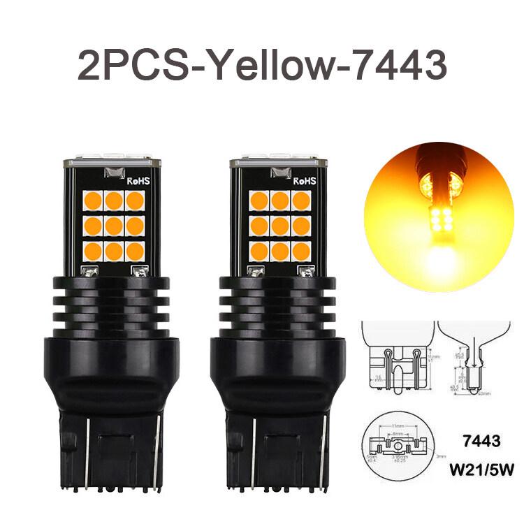 2pcs T20 7443 Led Brake Light Reverse Light Bulb Fit for Universal Car 7440 W21W W21/5W Amber Red Light 12V