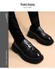 Men's Black Patent Leather Formal Shoes: High-End, Thick Sole, Height-Increasing, Breathable, Casual, Handcrafted.