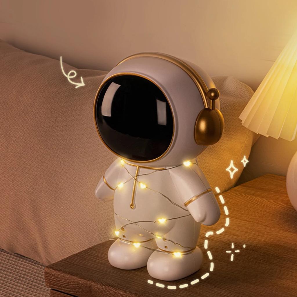 Astronaut Money Boxes Multifunctional with Light String Money Storage Box Portable Night Lamp Battery Powered for Children Gifts