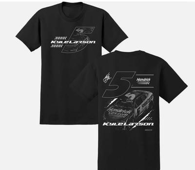 Kyle Larson 2025 HendrickCars Tonal 2-Spot T-Shirt Black Unisex T-Shirt