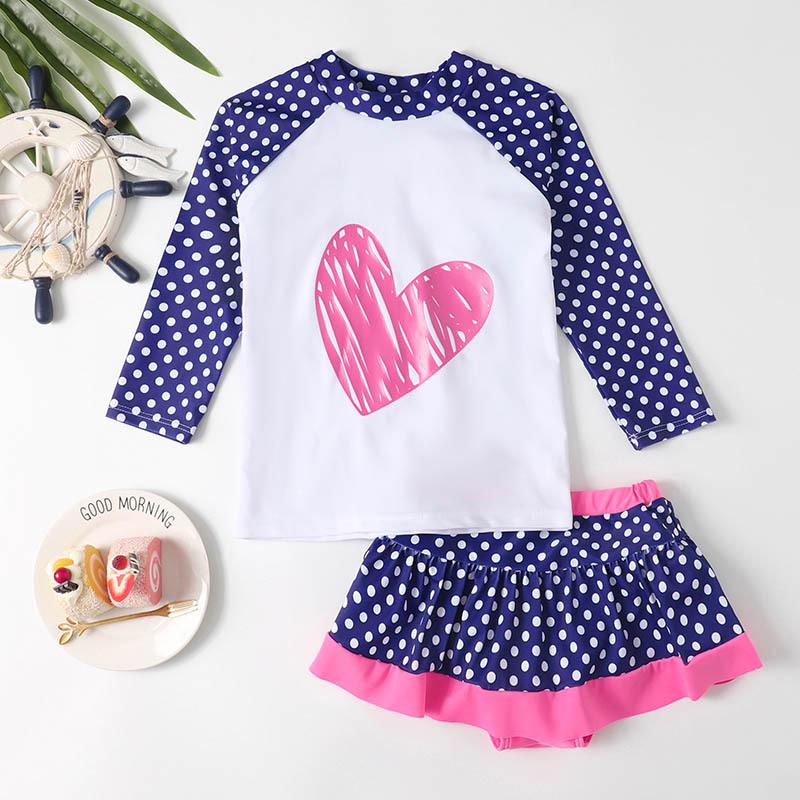 

Детский купальник принцессы с длинным рукавом в горошек - Раздельный стиль для малышей, Защита от УФ-лучей, Милый летний купальник Medium разноцветный