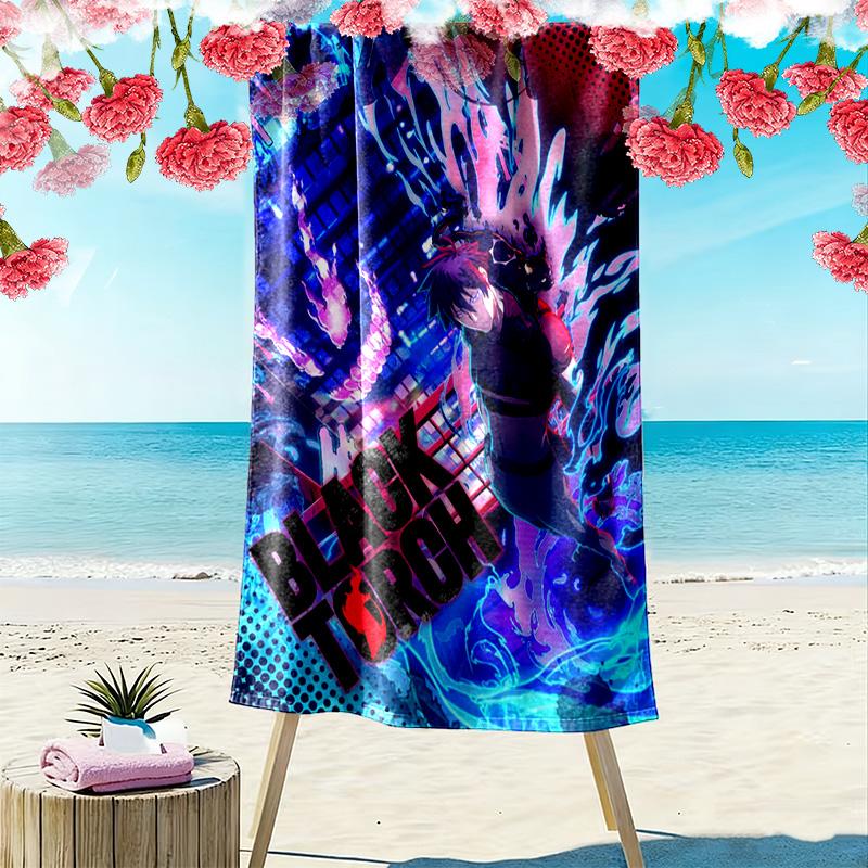 BLACK TORCH Print Beach Towel, Large Soft Quick Dry Towel for Beach Camping Swimming