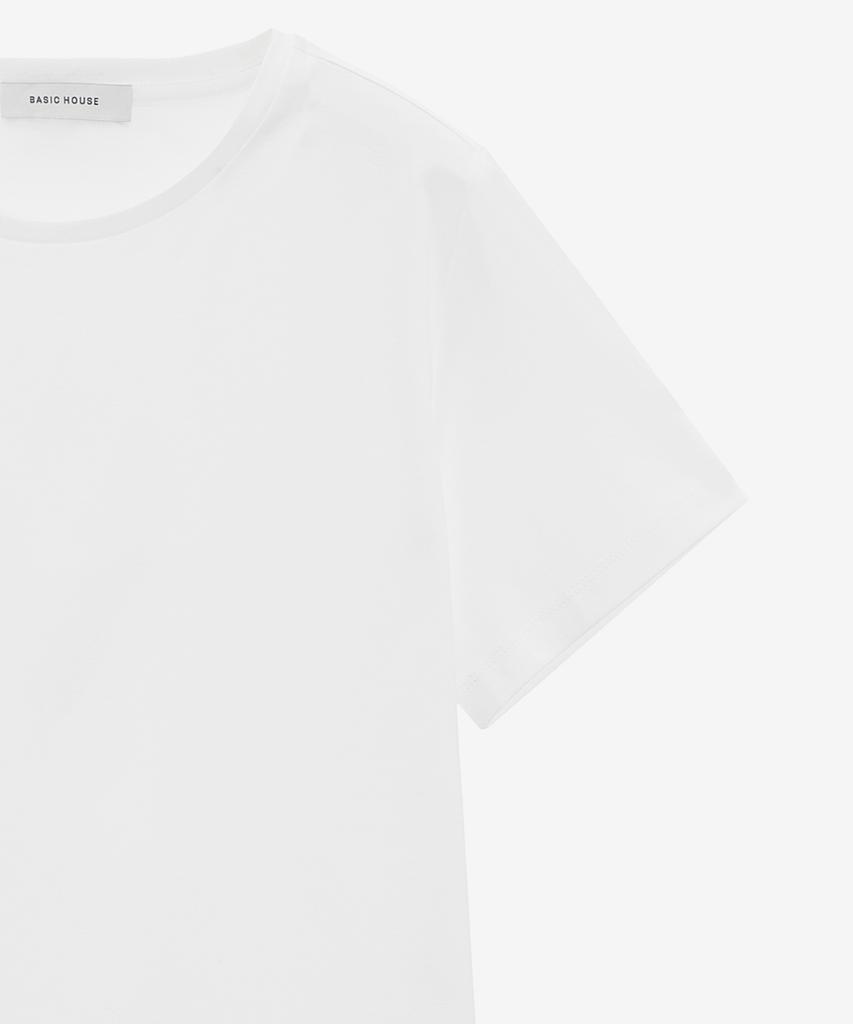 BASIC HOUSE Women'S Cotton Modal Crew Neck Short Sleeve T-Shirt White Lzts3212