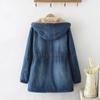 Women Denim Winter Coat Casual Loose Hooded Thicken Loose Denim Jackets Warm Long Padded Cotton Parkas Jacket Female