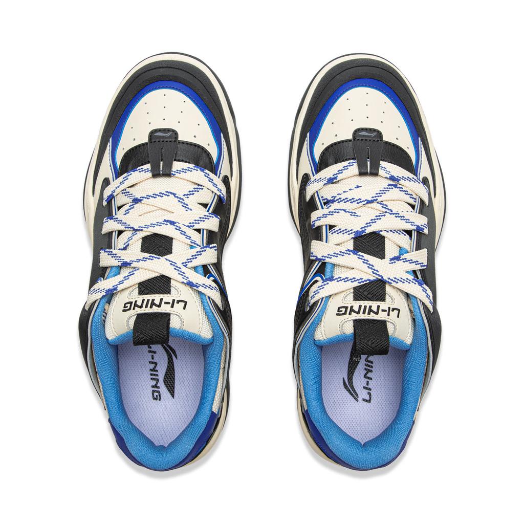 New LiNing Expedition 3 Abrasion Resistant Breathable Low Top Skateboard Shoes Men's White Gray Blue AGCV325-4