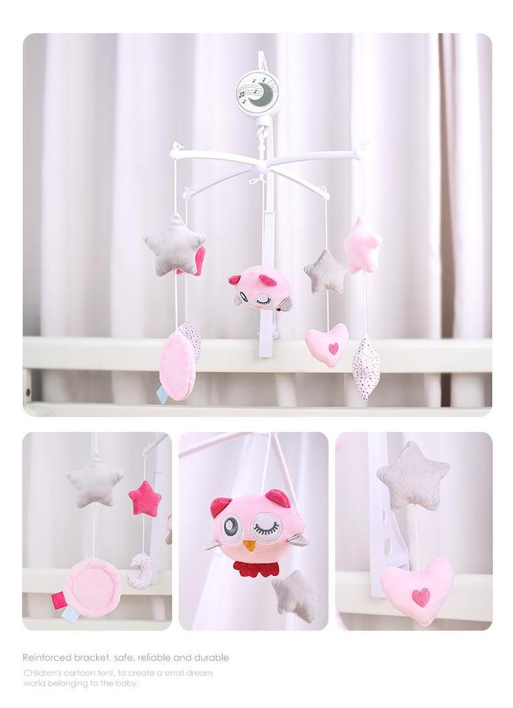 Rotating Baby Crib Mobile with Soothing Wind Chime and Bedside Bell