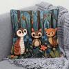1pc Pillowcase, Hedgehog and Fox In Forest Scene Pattern Design, Soft and Comfortable Polyester Short Plush Fabric, Single-Sided Print, Pillow Insert 