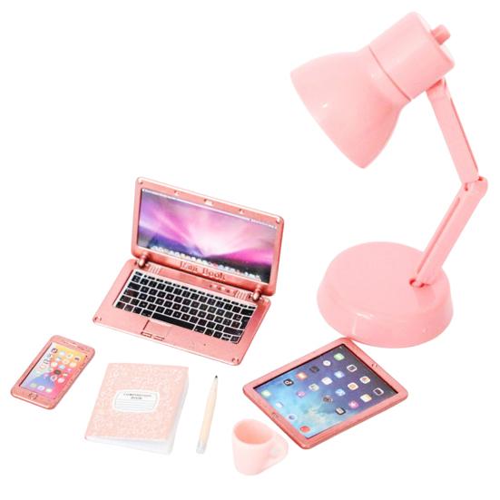 

1 комплект, забавный реалистичный многоцелевой компактный кукольный домик, миниатюрный компьютерный телефон, модель игрушки для детей розовый