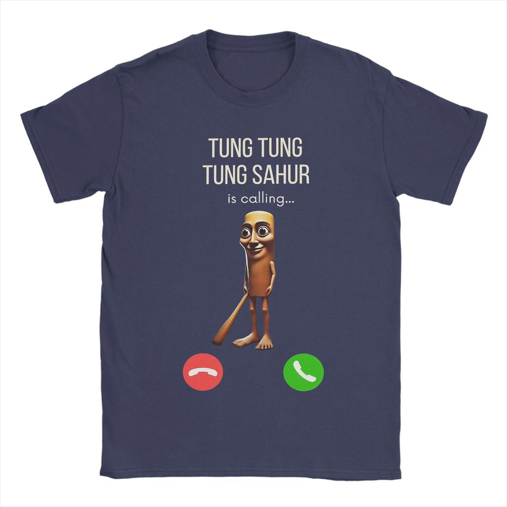 T-Shirt Sommer Tung Sahur Ruft Lustiges Angeln Gehirnfäule Meme T-Shirts Baumwoll-T-Shirt für Erwachsene YK Kurzarm Oberteil T-Shirts