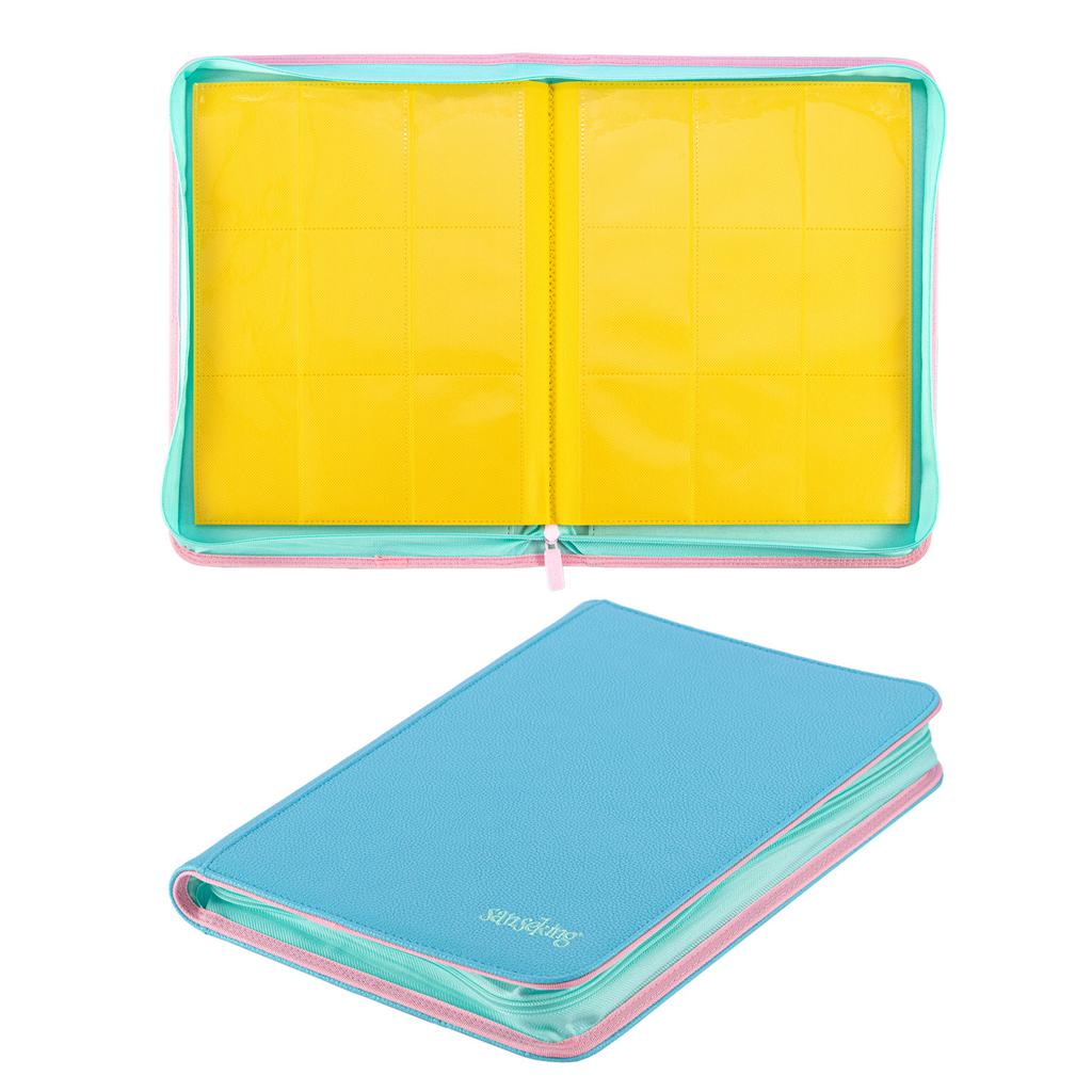 Sanseking Upgraded Blue 9-Pocket 360 Slots PU Leather Zipper Card Binder Album for Pokemon PTCG, Sports Trading Cards