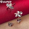 925 Sterling Silber fünfblättrige Blume AAA Zirkon Ohrstecker Schmuck