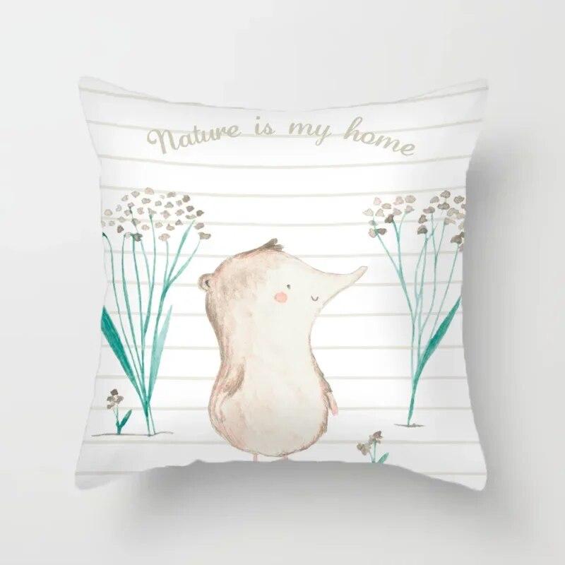 45x45cm Pastoralen Stil Cartoon Tier Schildkröte Pflanzen Druck Kissenbezug Bequemes Sofa Hotel Auto Sitzkissen Abdeckung wohnkultur