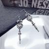 Y2K Gothic Sliver Color Baroque Heart-shaped Bowknot Injection Syringe Dangle Earrings for Women Hallowmas Charm Jewelry Gifts