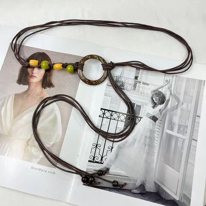 Women's Bohemian Beaded Waist Belt - Woven Waist Chain Accessory for Dresses