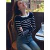 Autumn Sweaters Long Sleeve Knitted Sweater Women Pullovers New Slim O-Neck Striped Knit Sweater Pullover Women Tops Knitwears