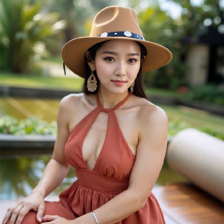 Cappello Solare Unisex a Tesa Larga Arrotolabile in Misto Lana per Viaggi e Festival Musicali