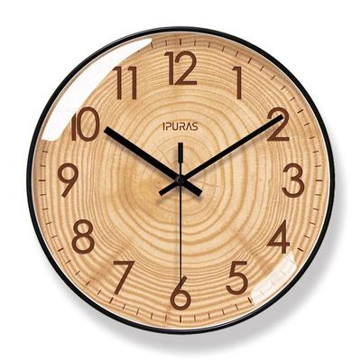 Yipra 6857 Geräuschlose Quarz-Wanduhr mit Holzstruktur für das Wohnzimmer