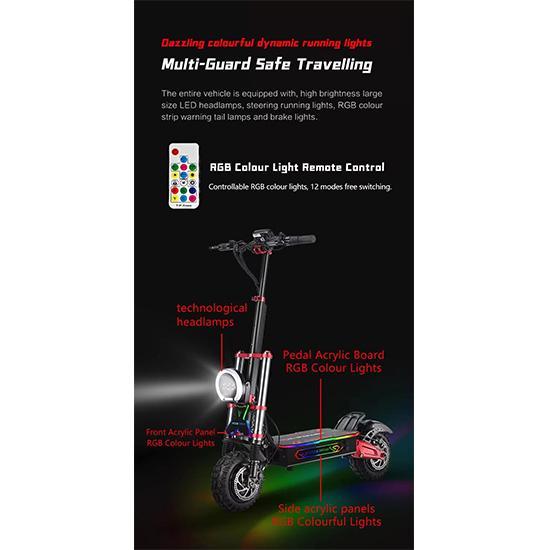 E-Scooter BOYUEDA S5 Elektroroller 6000W Motor 60V38AH Akku 120KM Reichweite 85KM/H Geschwindigkeit NFC Smart App RGB-Lichter Offroad E-Scooter