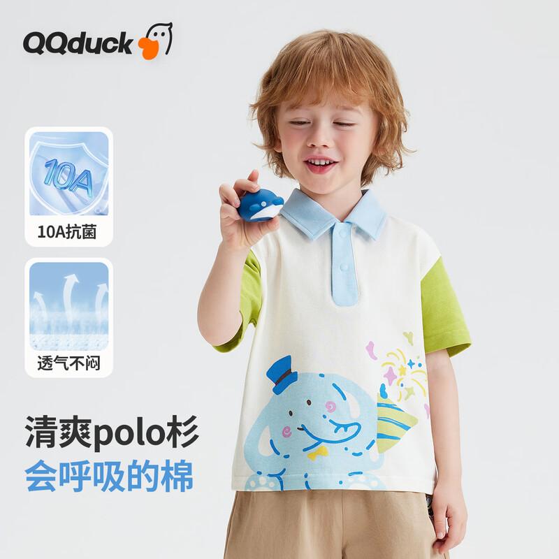 QQ DUCK Boys  Cartoon Elephant Short Sleeve Polo T-Shirt 130