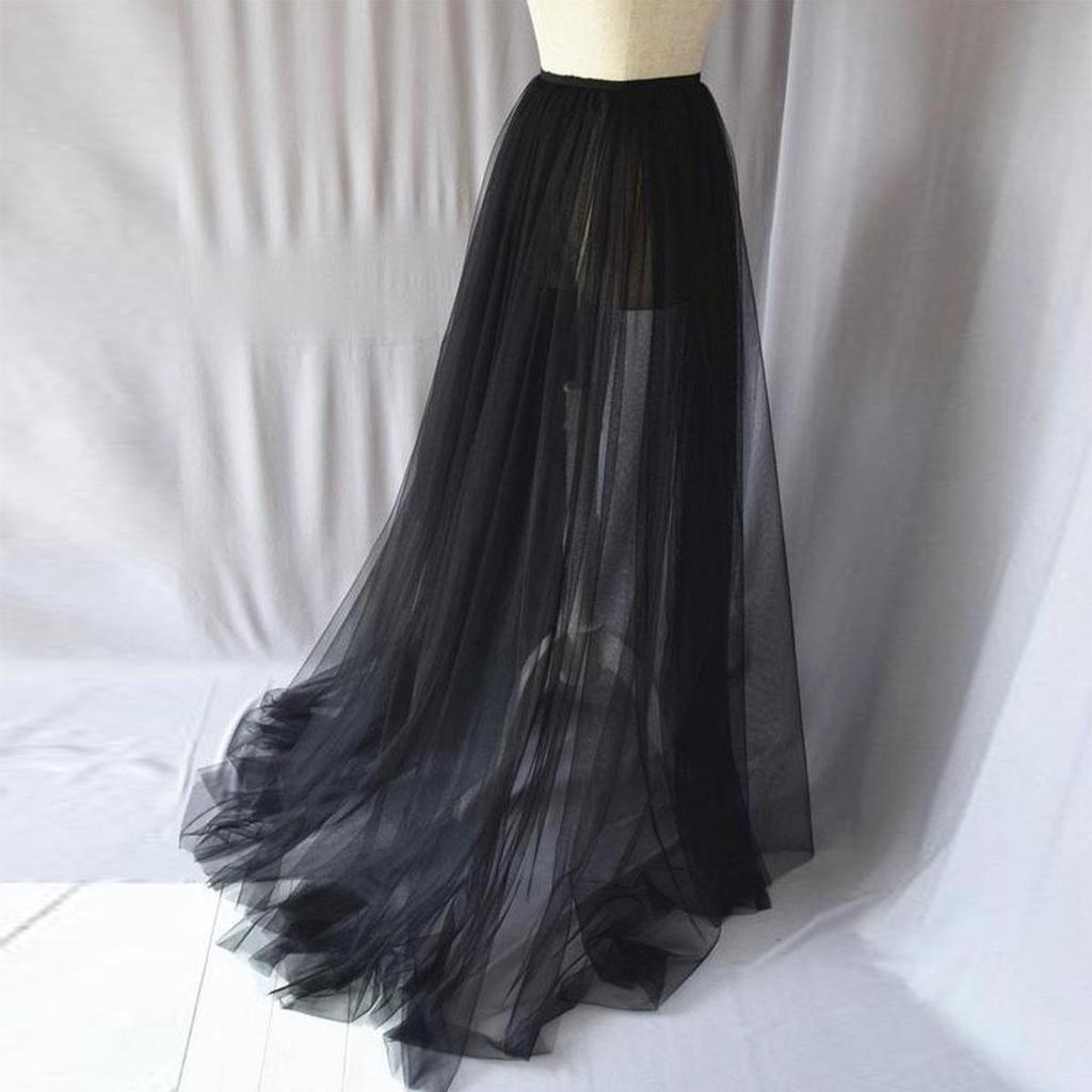 Elegant Bridal Mesh Skirt with Long Train, High Waist, 170cm