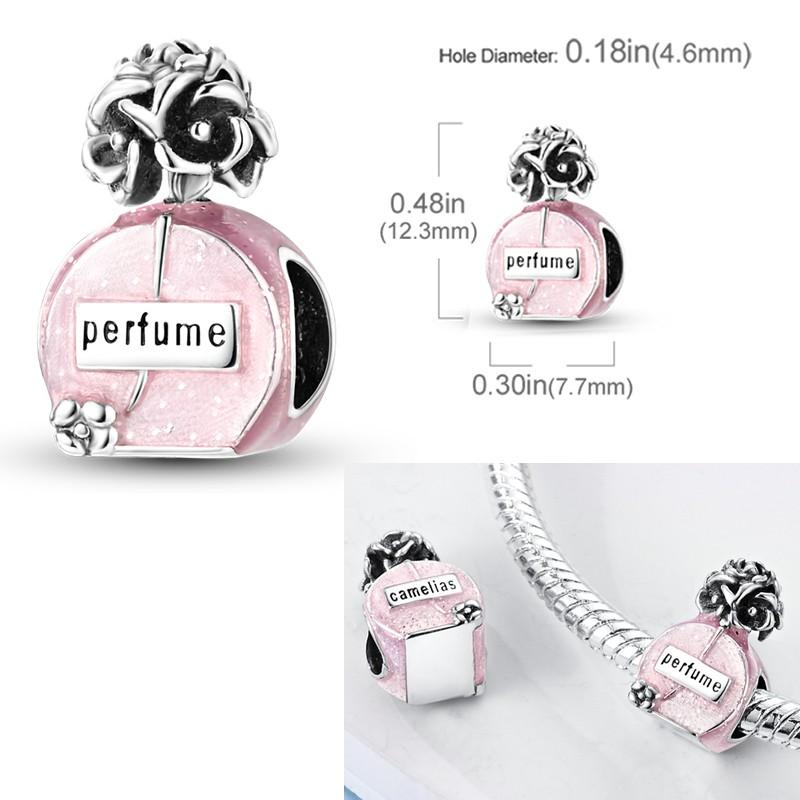 

Copper Floral Fragrance Pink Perfume Bottle Charms Bead Pendant Fit Original Pandora Bracelets Diy Jewelry Gift