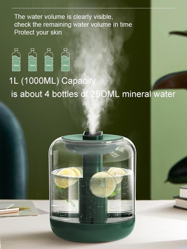 1000ml Air Humidifier 2000MAH Multiple Filling Essential Fragrance Diffuser 7 Colors Light Coly Mist Can Add Flowers Fruit | Humidifiers (White)