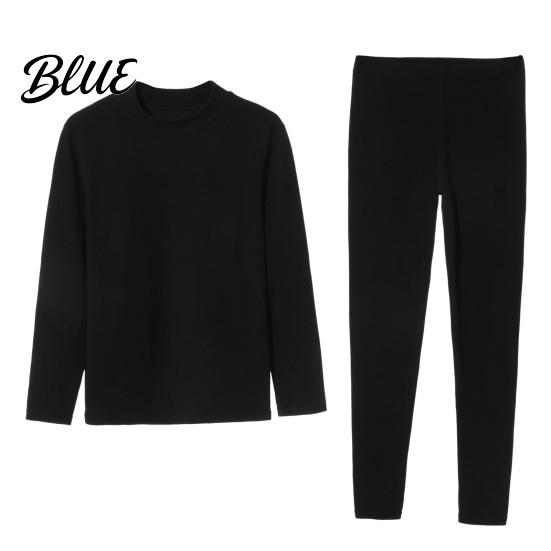Velvet Sleepwear Set Seamless Double-sided Thermal Underwear Winter Unisex 2 Pcs/Set Round Neck Homewear Thick