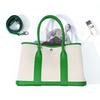 Niche high-end women's leather handbag, first-layer cowhide large-capacity canvas contrasting color garden tote bag