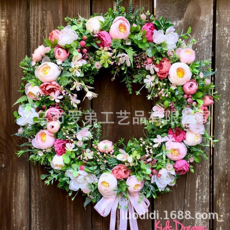 Easter Wreath Decor With Artificial Daisies Sunflowers Door Wall Hanging Home Party Decoration
