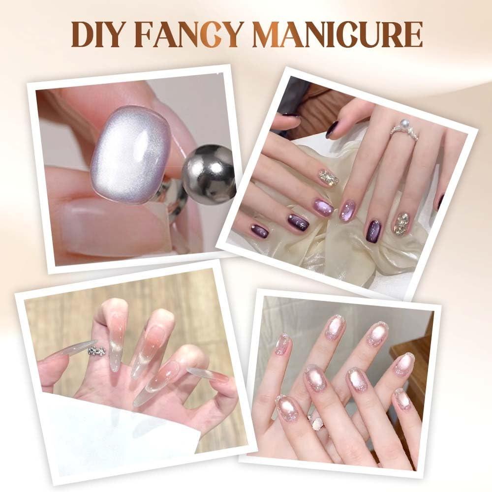 Cat Eye Magnet For Nails, Double-Head Magnet Wand With Round Nail Magnet Beads Nail Polish Magnet Pen Magnetic Cat Eye Gel Polish Nail Design Tool