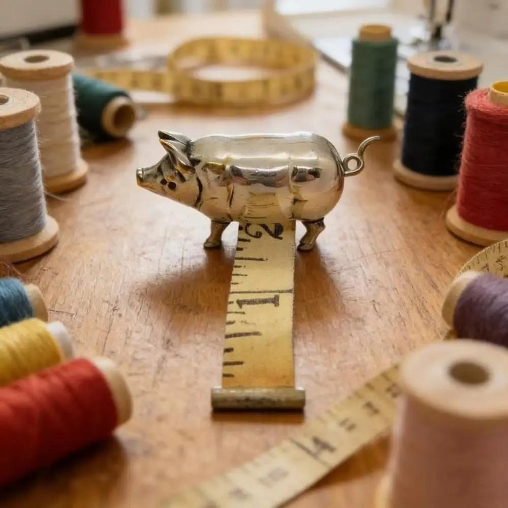 Metal Pig Statue Tape Measure Unique Decorative Tape Measure Pig Mini Tape Measure Tailoring Use