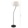 Lampadaire en métal noir avec corps mobile, tête conique en tissu crème, lampe d'angle décorative