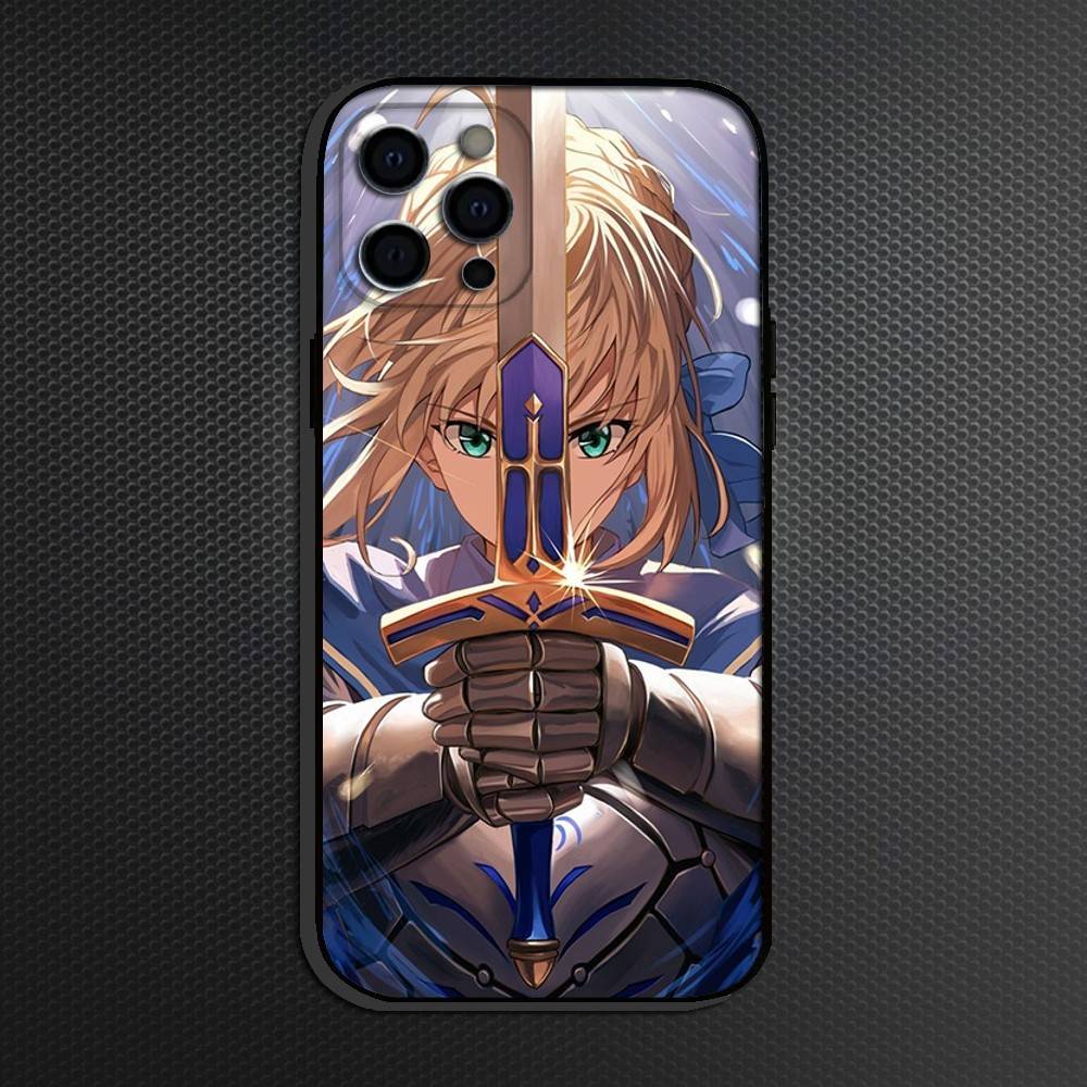 Fate Zero Stay Night Saber  Phone Case For iPhone 16,15,14,13,12,11 Plus,Pro Max, Soft Silicone Black Cover