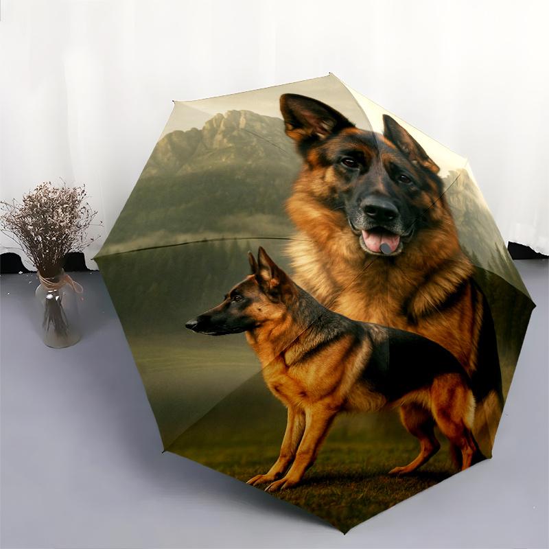 1pc German Shepherd And Puppy Umbrella - Foldable Durable Iron Frame Iron Rod Structure Suitable for All Seasons Portable Trav
