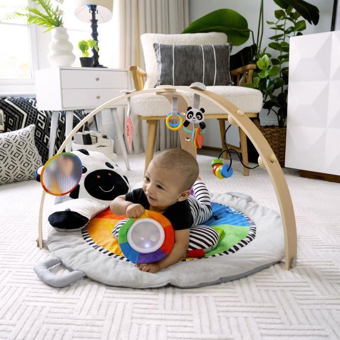 BABY EINSTEIN ZEN LE ZEBRE Tapis d'éveil arche de jeu en bois, jouets multisensoriels, miroir STEAM, cadeau bébé 0M+