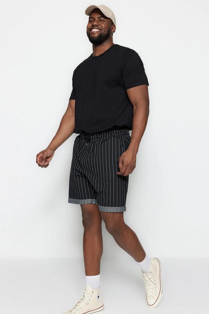 Modă Bărbați Nou Plus Mărimi Mari Pantaloni Scurți & Bermuda Plus Mărimi Mari Negru Bărbați Regular Confortabil Cu Dungi 100% Bumbac Pantaloni Scurți