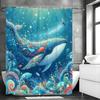 Ocean Whale Shower Curtain, Bathroom Decorative Shower Curtain, Waterproof Shower Curtain with Hooks 180x200cm