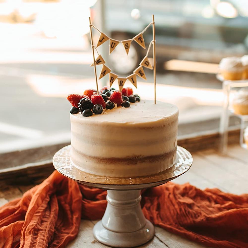 Svatební figurka Vintage Affair Rustikální Just Married Svatební dort nebo sýrový věnec Sprcha pro nevěstu Dekorace na rozlučku se svobodou