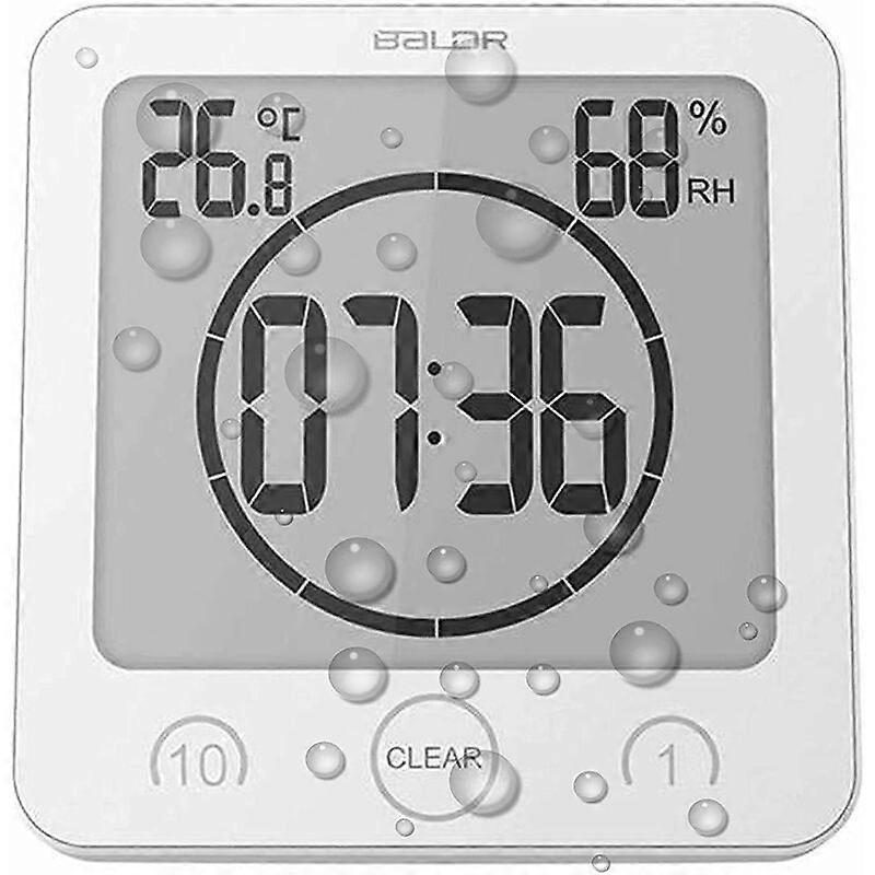 LCD Digitale Duschuhr, Badezimmeruhr Wasserdicht Duschuhr Timer Temperatur Feuchtigkeit Wand Dusche Uhr Küche Timer (