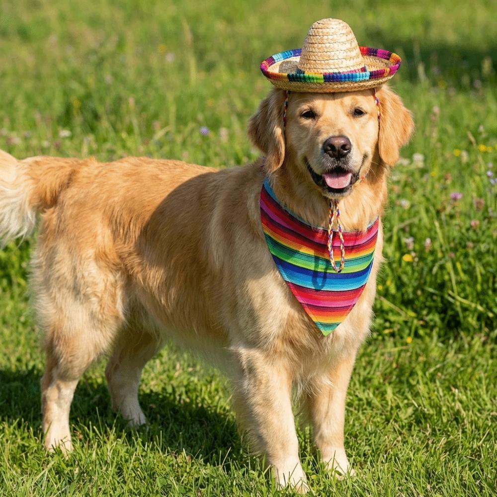Leichter Atmungsaktiver Hunde Strohhut Gestreifter Schal Mini Katzen Sonnenhut Lustiger Haustier Hawaii Stil Hut Sommerausflug