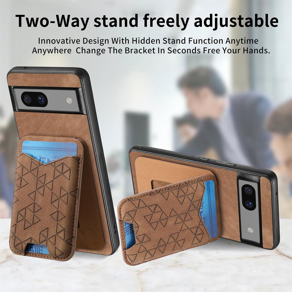 For Google Pixel 7a Case Imprinted Pattern Card Holder Kickstand Leather Back Cover