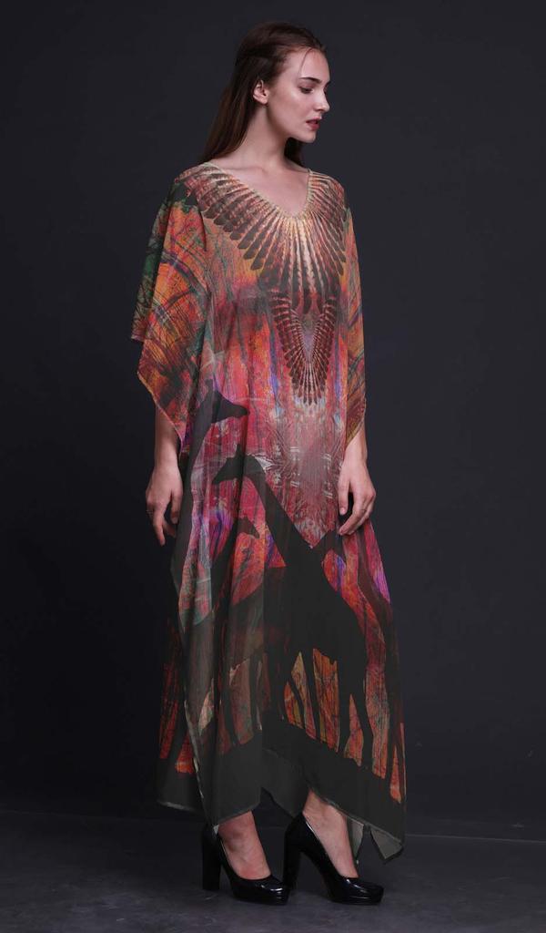 Phagun Giraffe Jungle Womens Long Beach Kaftan Beachwear Bikini Coverup Maxi