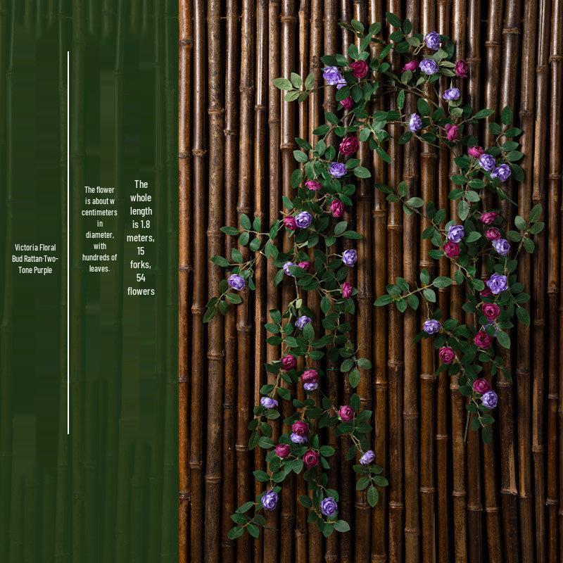 Rose Vine Artificial Flower Decor for Air Conditioner Pipes or Balcony Railings