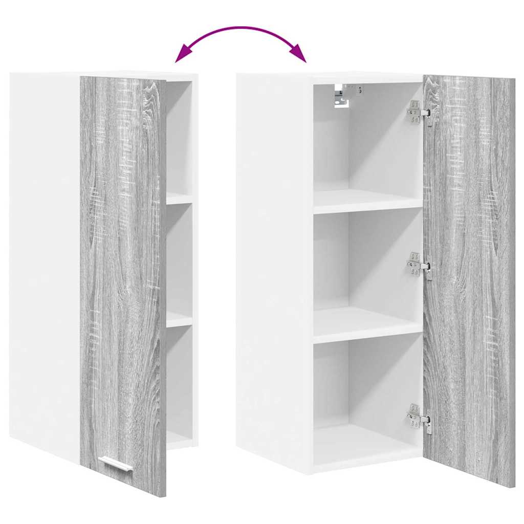 Wall Mounted Cabinet with Door 2 Pcs Grey Sonoma and White 30 X 31 X 80 Cm