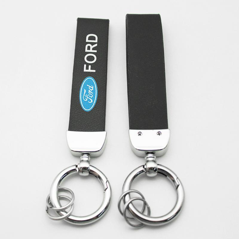 AAAMP1 3D Metal/Leather Car Keychain Badge Emblem Key Chain Rings For Ford Transit Fiesta Focus Mondeo Kuga Ranger Mustang Accessories