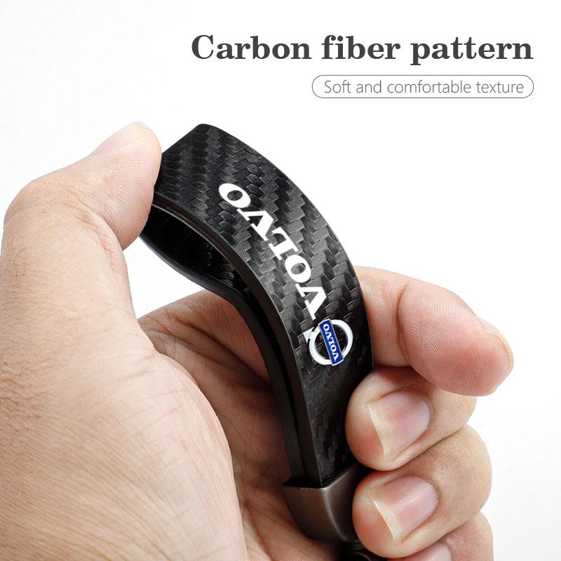 Car Carbon Leather Keychain Car Logo Key Ring Accessories For Volvo XC90 XC60 V50 S60 V70 V60 V40 S90 Olestar AWD XC40 S80 T6 V