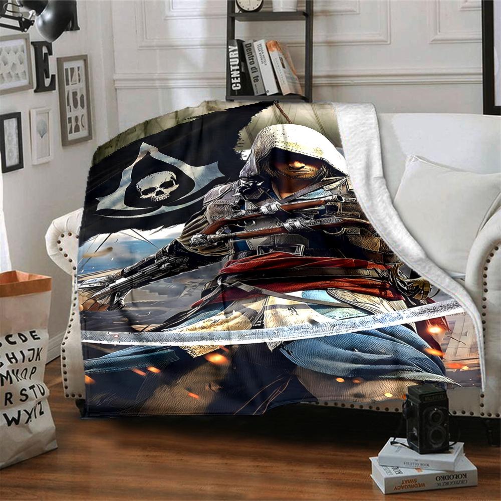 1 Stück Assassin's Creed Decke, Geschenk, für Männer und Frauen, Weiche Decke, Gut für Sofabett Couch Reisen, Leichte Flanelldecke